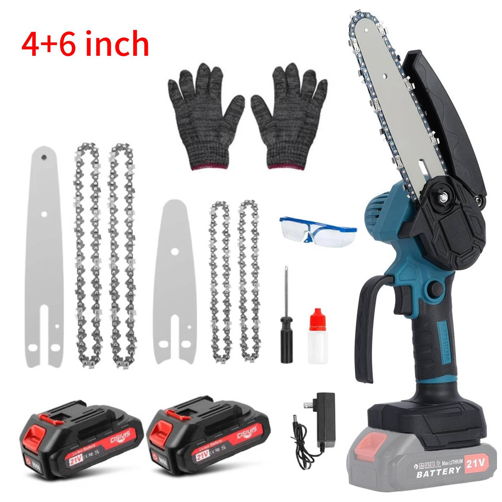 Electric 6″ Mini Chainsaw Cordless – Handheld Power Chain Saw with 2 Batteries