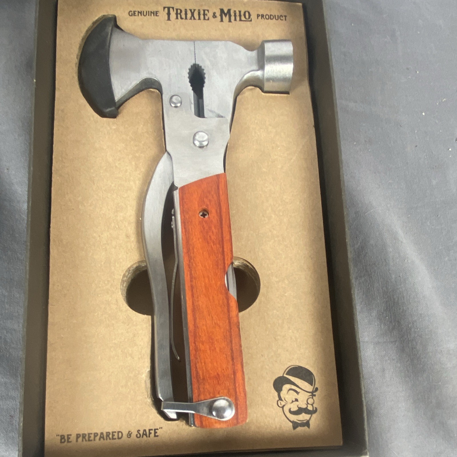 Lucky Jack Gear Gifts Axe Multi-Tool Stainless Steel Wood Handle LK-0026