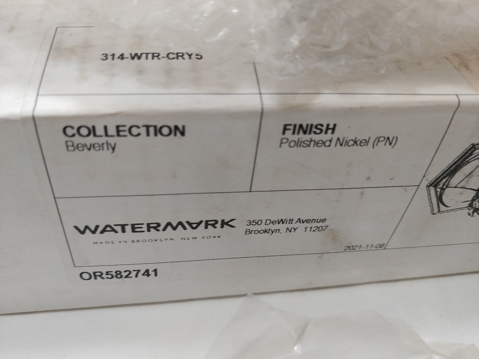 Watermark 314-WTR-CRY5 Wall Mounted Trim Beverly in Polished Nickel