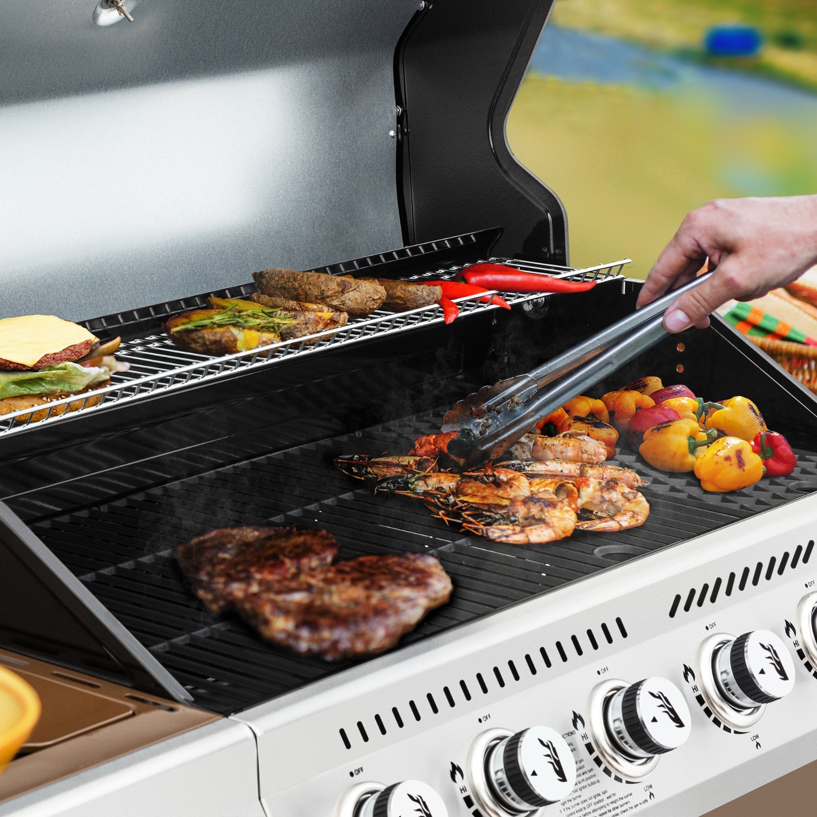 Royal Gourmet GA6402C 6-Burner BBQ Liquid Propane Gas Grill ,74,000 BTU, Coffee