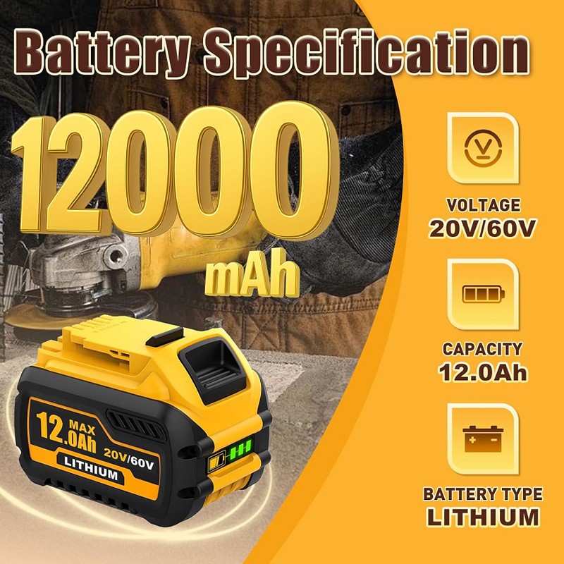 2Pack 12.0AH For DEWALT DCB609 20V/60V MAX FLEXVOLT Lithium-Ion Battery DCB609-2