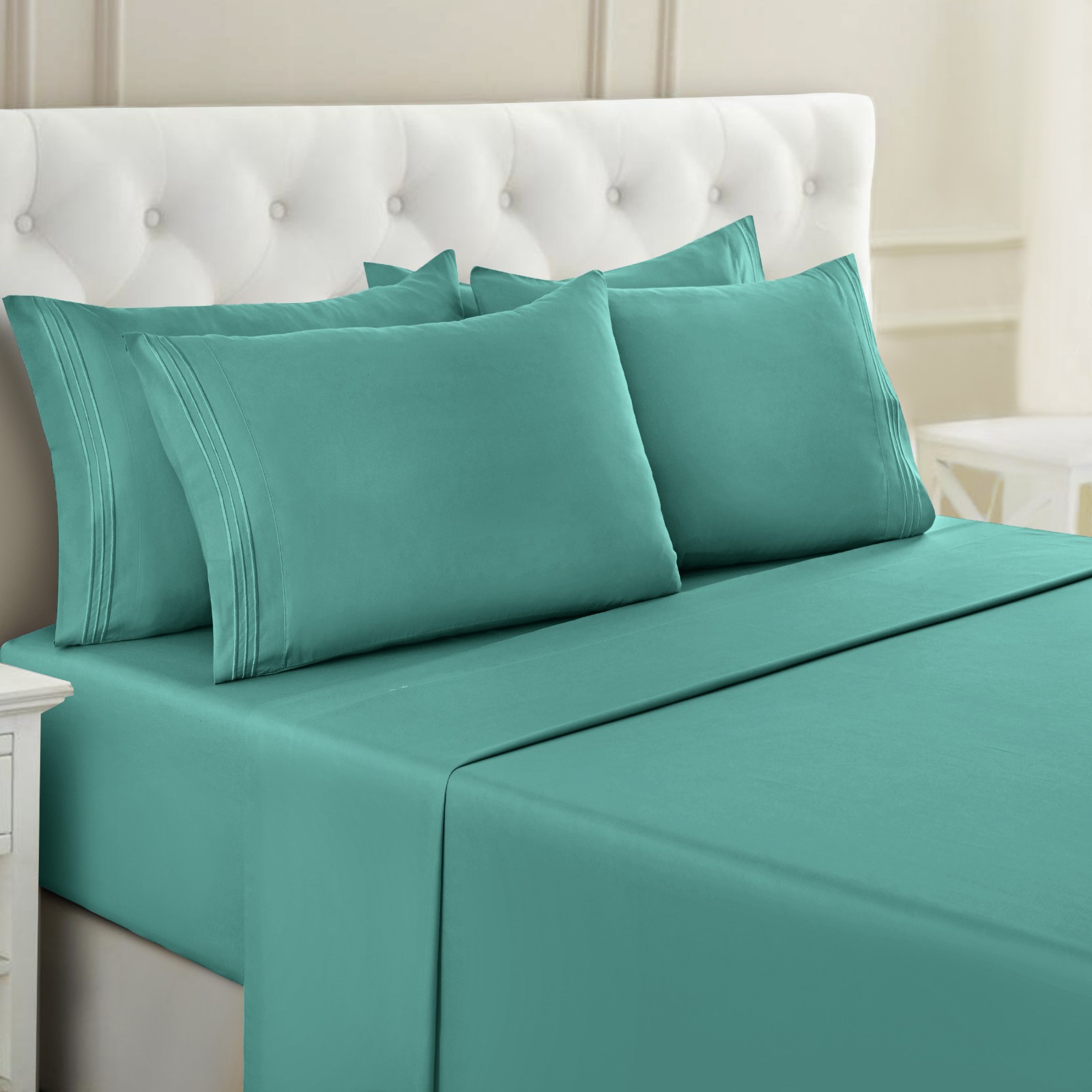 1800 Series 6 Piece Bed Sheet Set Soft Deep Pocket Twin King Queen Full Sheets