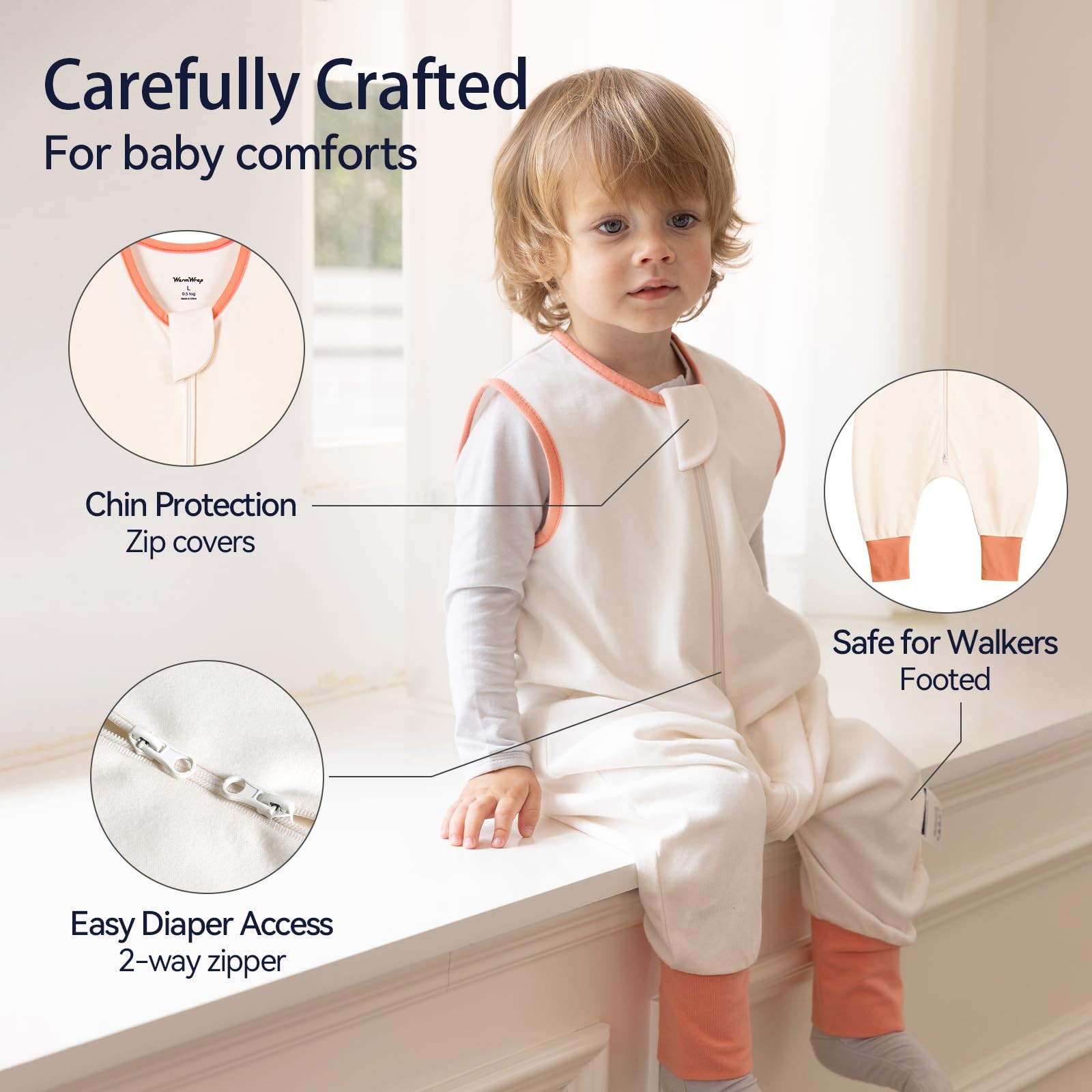 WarmWrap Toddler Sleep Sack with Feet 3t-4t 100% Cotton 0.5 Tog 36-48 Months …