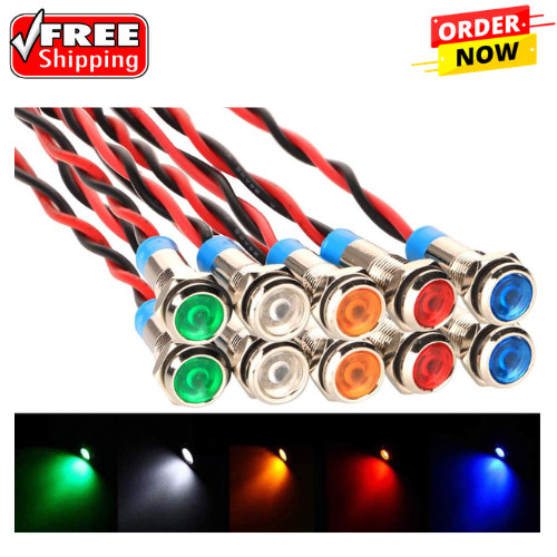 Led Metal Indicator Light 6MM Small 12V Waterproof Signal Lamp 24 Volt Dash Ligh