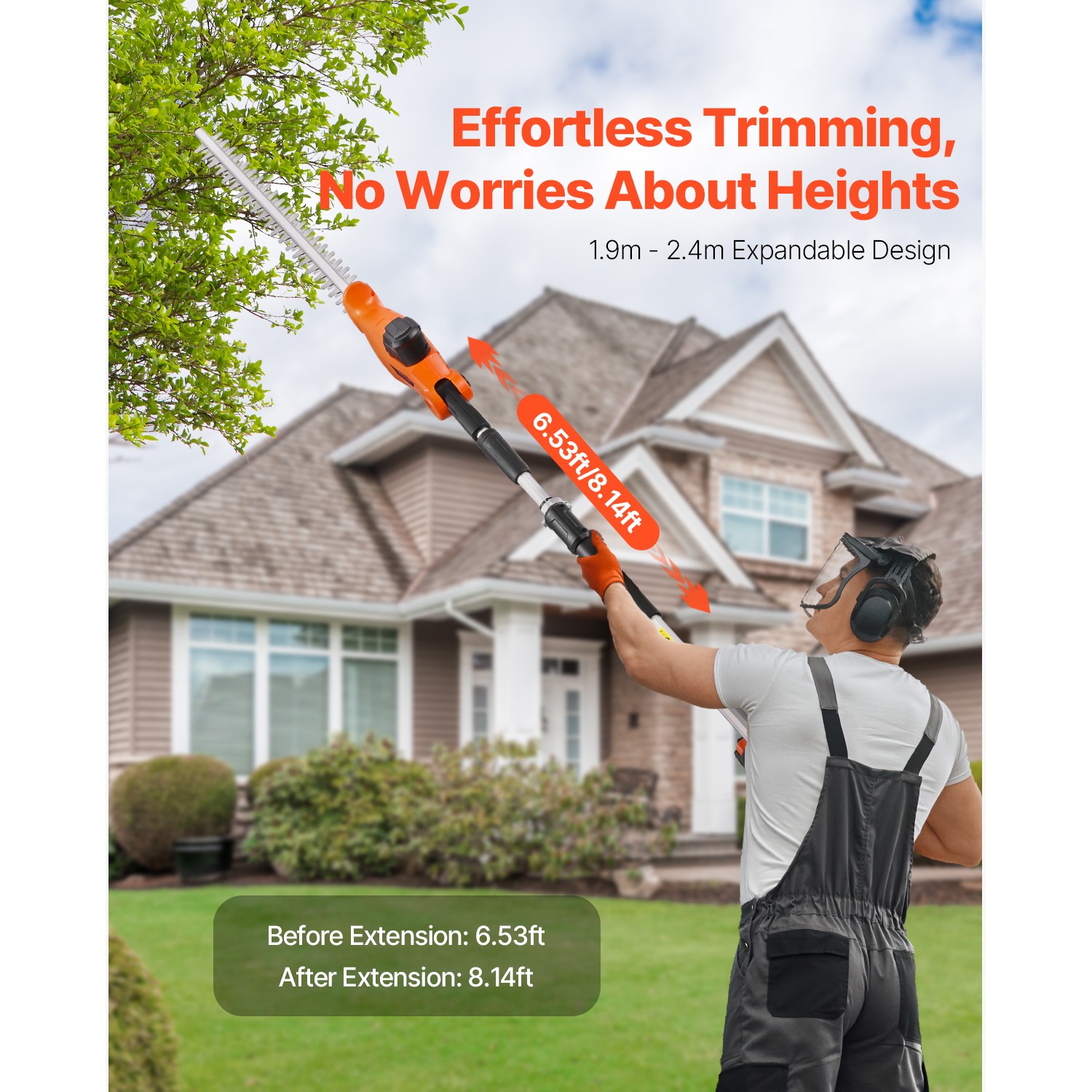 Electric Hedge Trimmer 20V 1200RMP with 20in Blade Extendable Trimmer