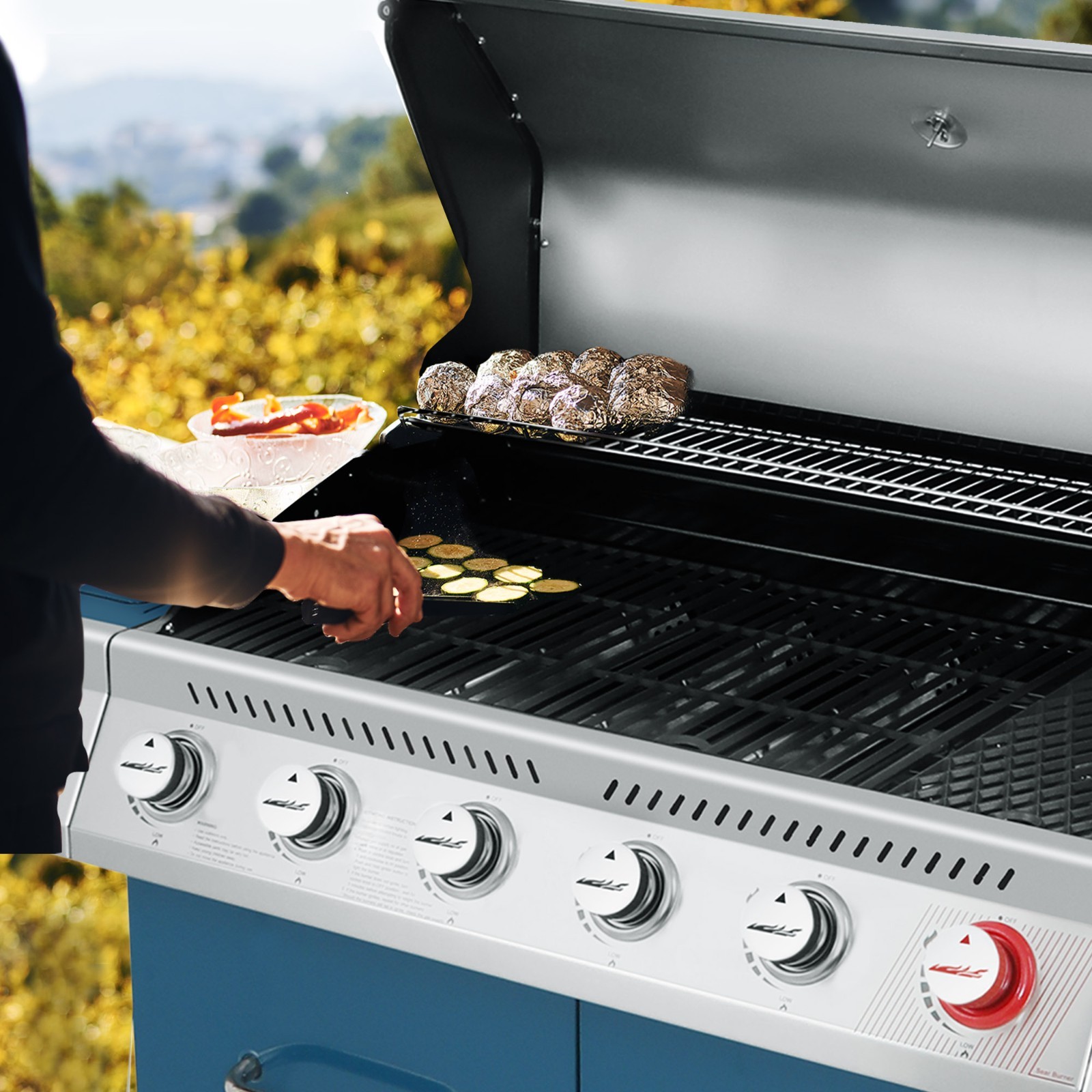Royal Gourmet GA6402B 6-Burner BBQ Liquid Propane Gas Grill, 74,000 BTU, Blue