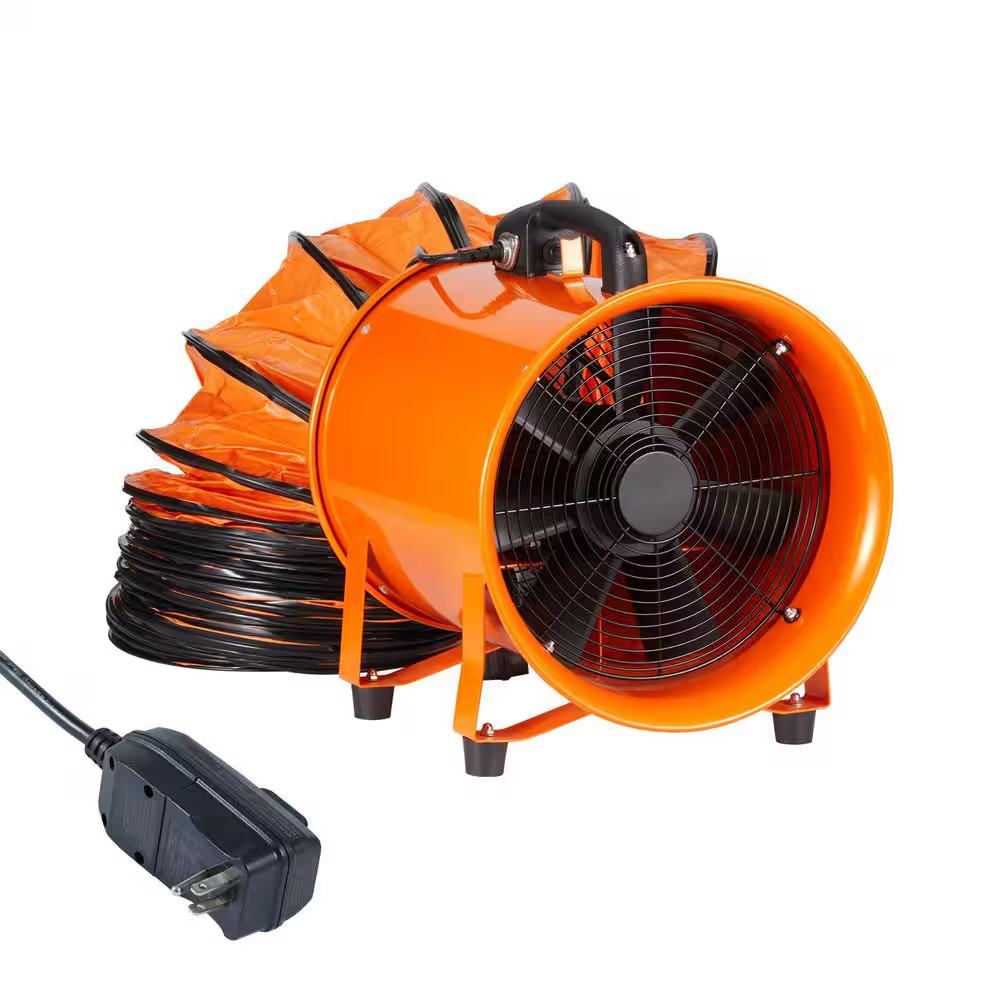 Portable Ventilator 16 In. 2 Speeds Blower Fan In. Orange 1350-Watt Industrial B