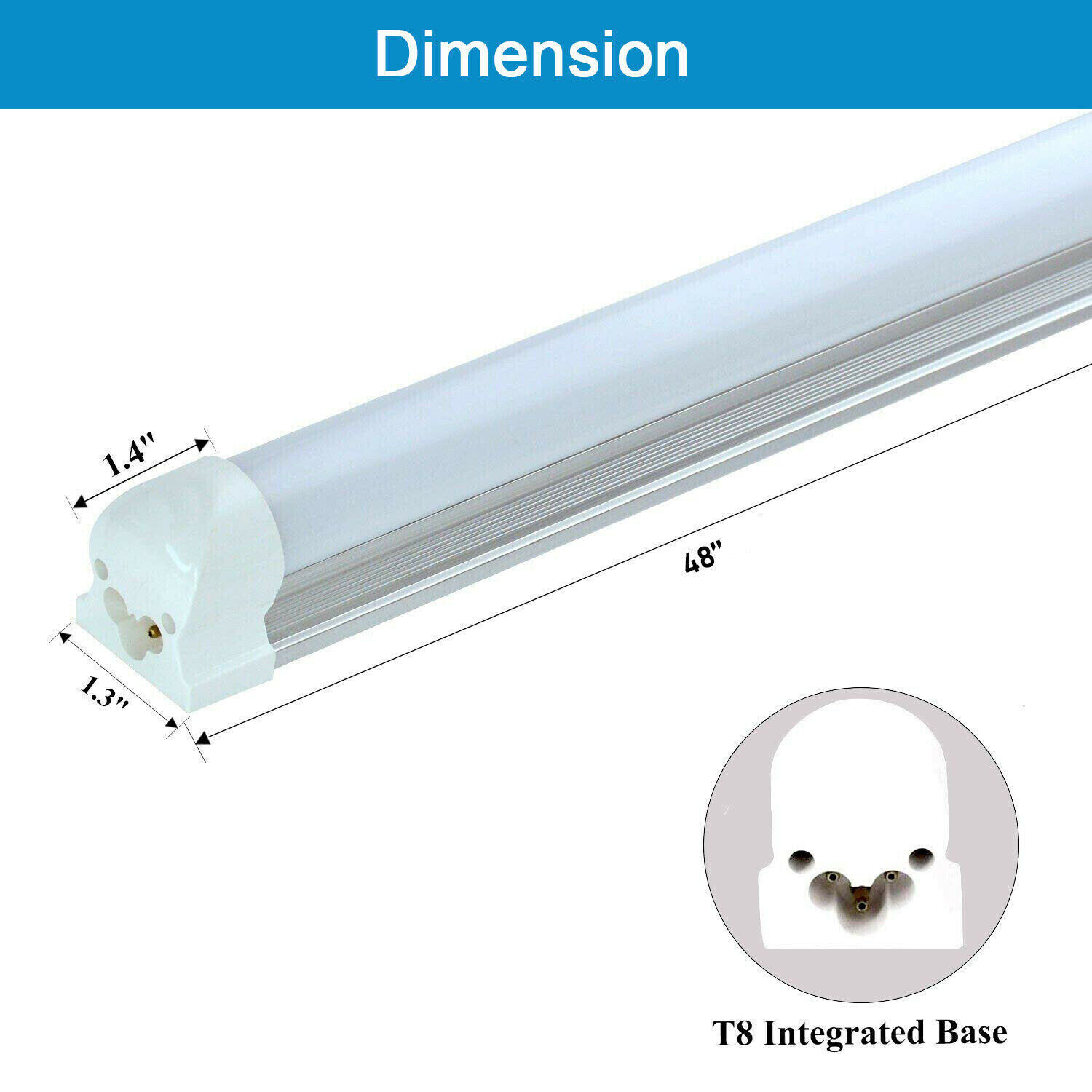 8FT LED Shop Light Fixture T8 2FT 3FT 4FT 5FT 6FT 6500K LED Tube Light Bulbs