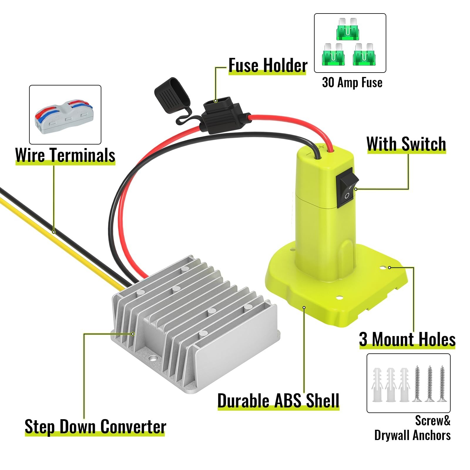 18V To 12V Step Down Converter,Battery Adapter Compatible With Ryobi 18V Battery