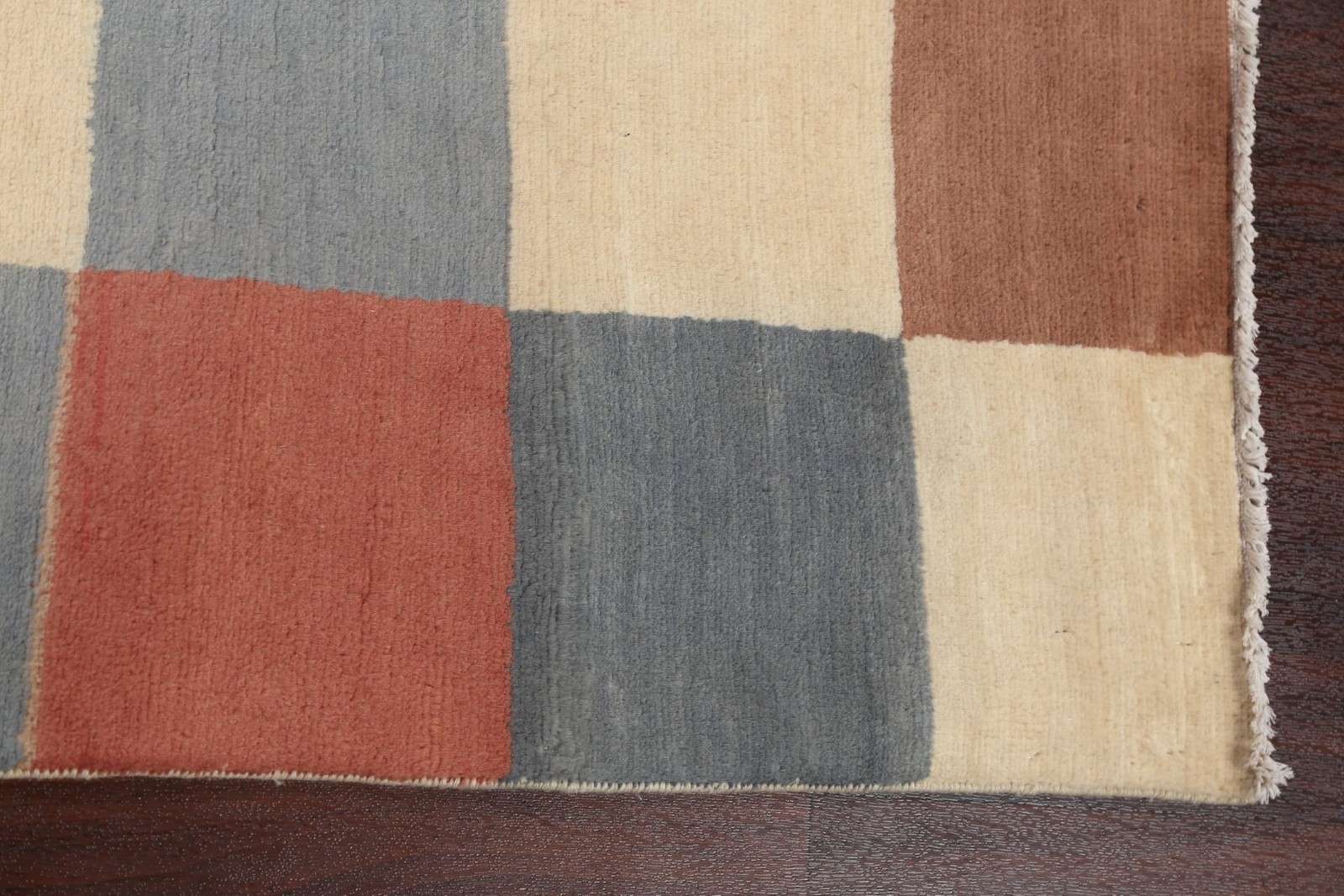 Checkered Oriental Area Rug 4×6 Hand-knotted Wool Modern Style for Any Room