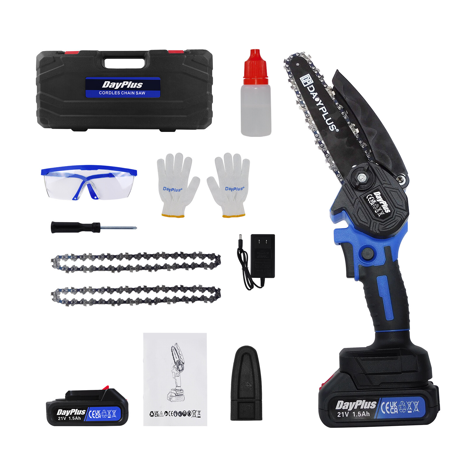 6″ Brushless Cordless Electric Chainsaw Wood Cutter With 1500mAh Li-ion Battery