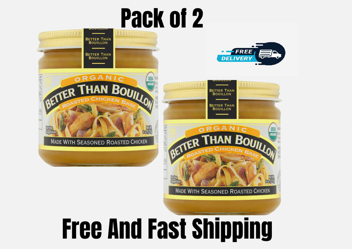 Better Than Bouillon Organic Roasted Chicken Base,Shelf-Stable,8 oz Jar (2 PACK)