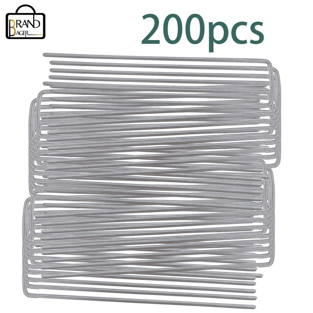 200 Pack 6″ High Quality Landscape Staples Garden Stakes Galvanized Sod Staples