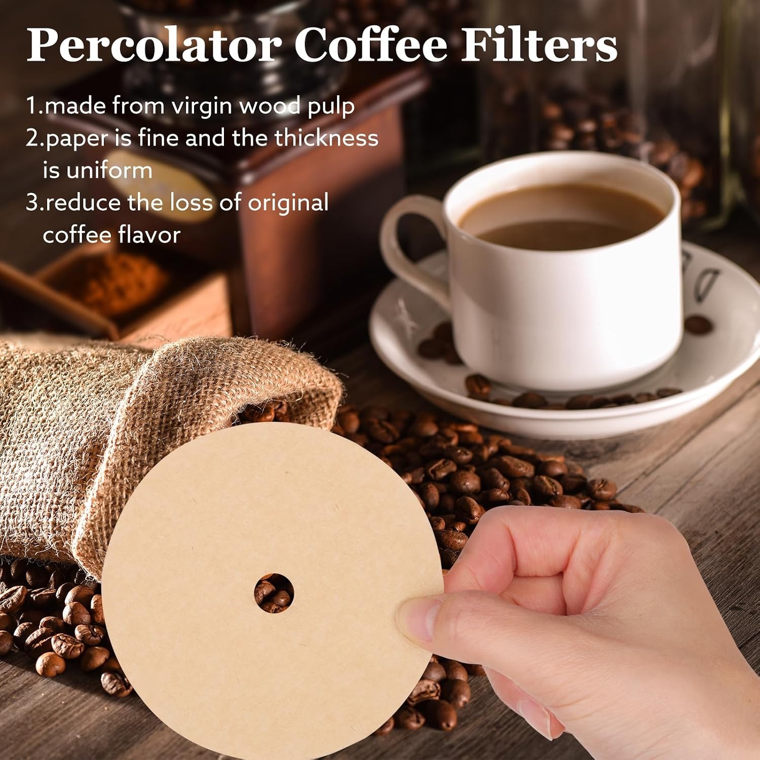 300Pcs Percolator Coffee Filters, 3.5in Disc Disposable Coffee Filters, | Virgin