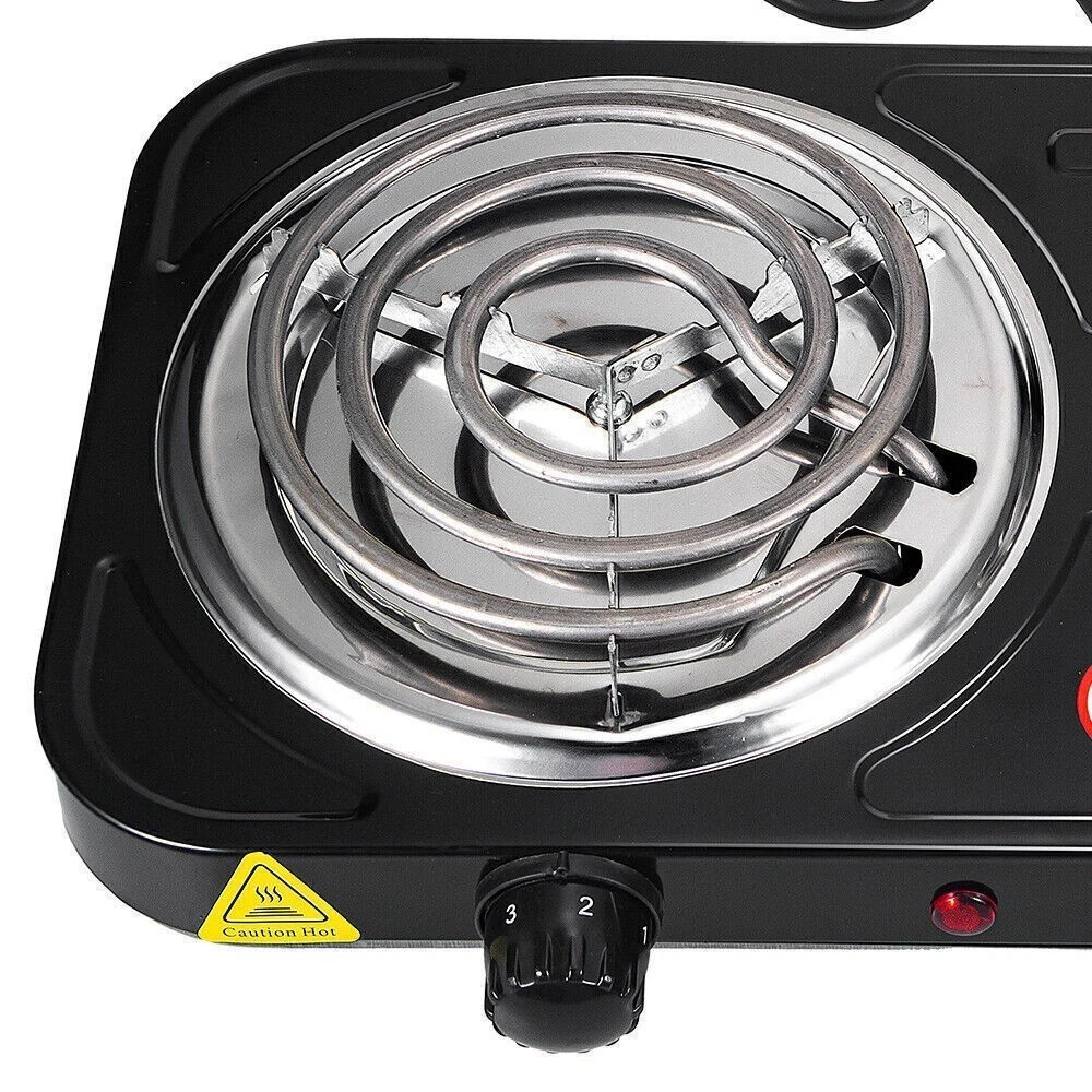 Portable Kitchen Electric Double Burner Hot Plate Cooktop Cooking Stove 2000W