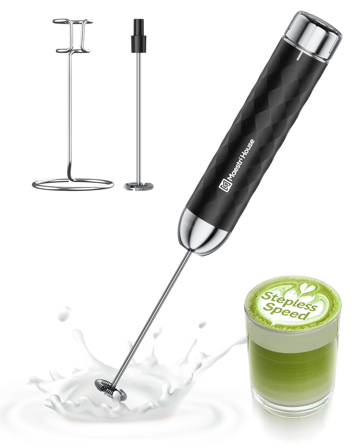 New Maestri House Rechargeable Milk Frother with Stepless Speed Control LunaFro
