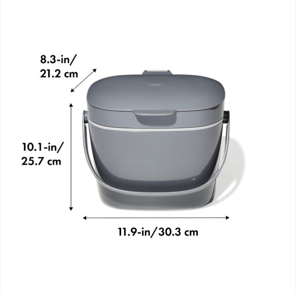 OXO Easy-Clean Compost Bin 1.75 Gallon Gray Kitchen Countertop – 13294600
