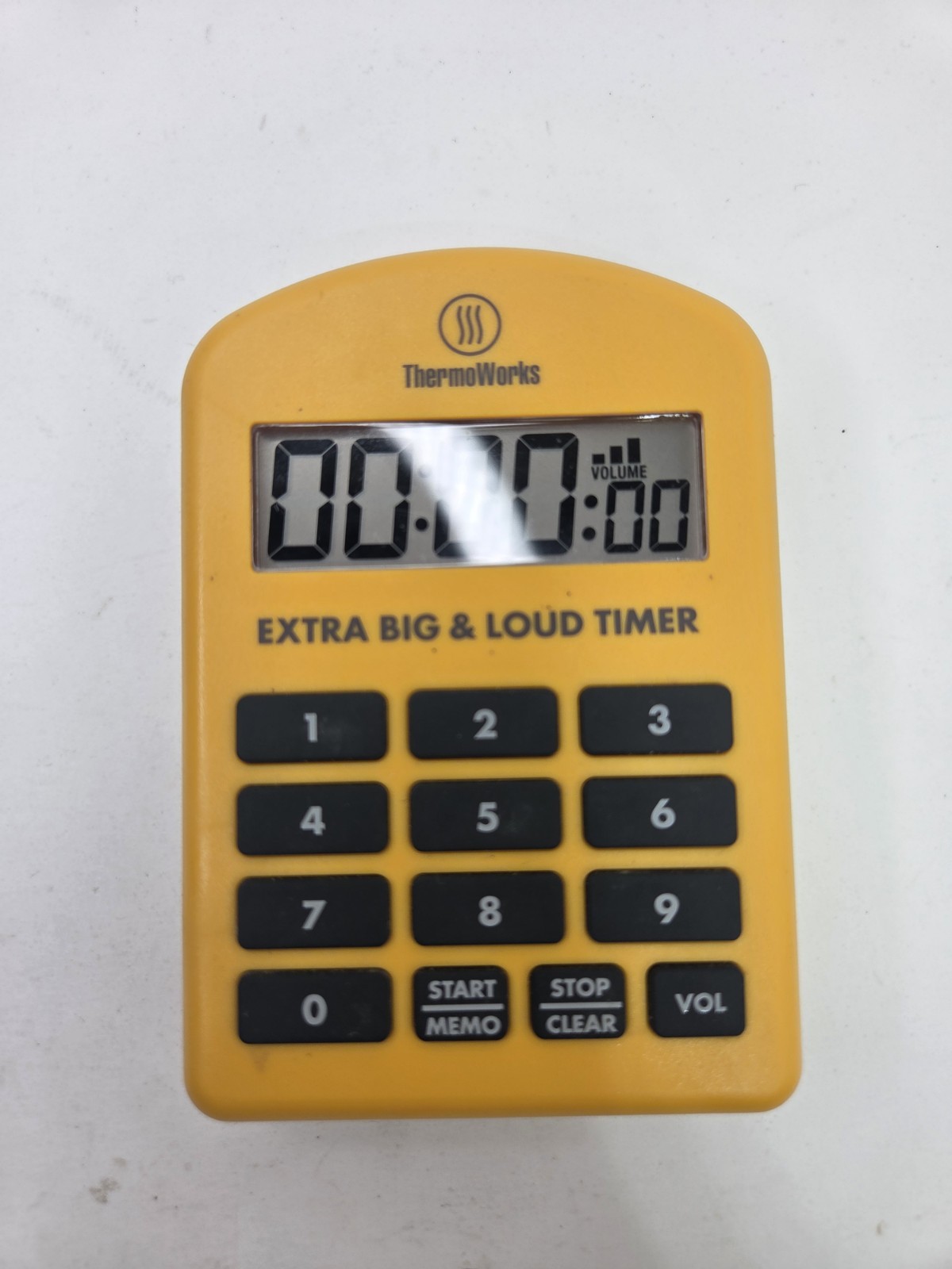 ThermoWorks Extra Big & Loud Timer Yellow Digital Kitchen Timer No Battery