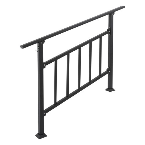 4 Steps Handrails 53x37in Stair Railing Carbon Steel Handrails W/ Safe Fences