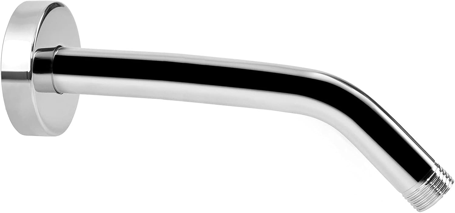 Chrome 10 in Wall Mounted Shower Arm with Flange, Made of 304 Stainless Steel