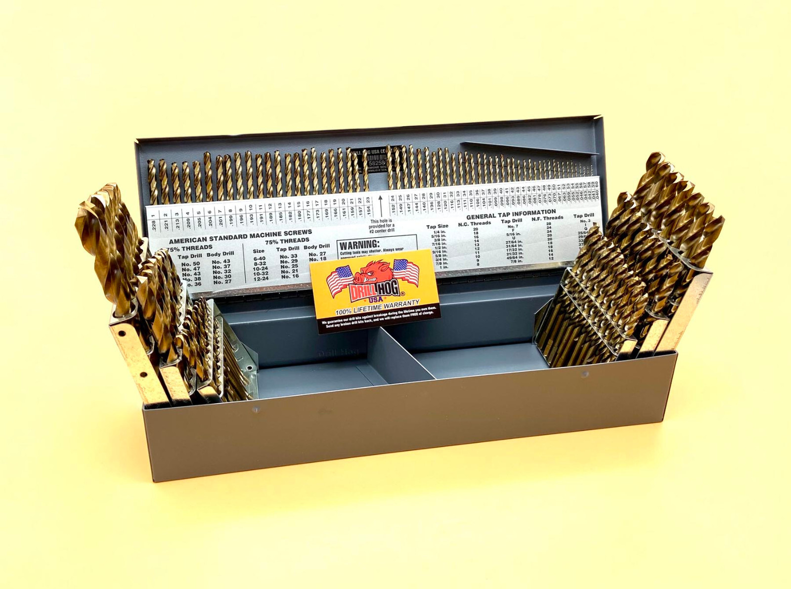 115 Pc Cobalt M42 Drill Bit Index Letter Number Lifetime Warranty Drill Hog USA