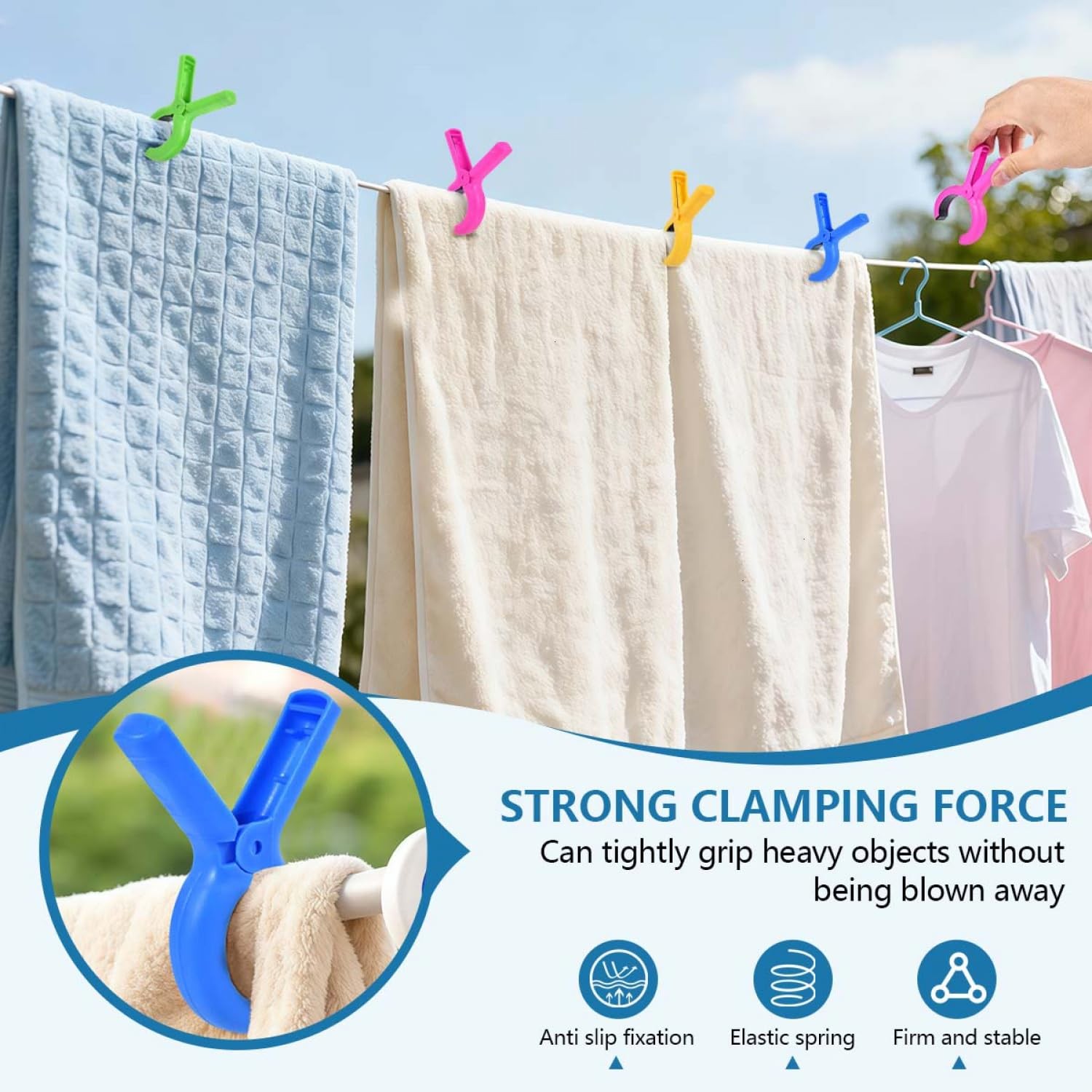 10 Pcs Beach Towel Clips Clamps Holder 3.7 Inch Large Beach Chair Clip Clothe…