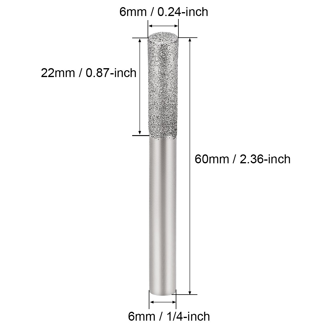 Diamond Burrs for Rotary Tool 1/4-Inch Shank 6mm Cylindrical 150 Grit 5 Pcs
