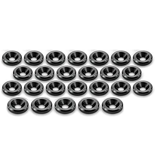 STETION 25 Pcs Fender Bumper Washer Bolt 6061 T6 Grade M6x20mm CNC Black