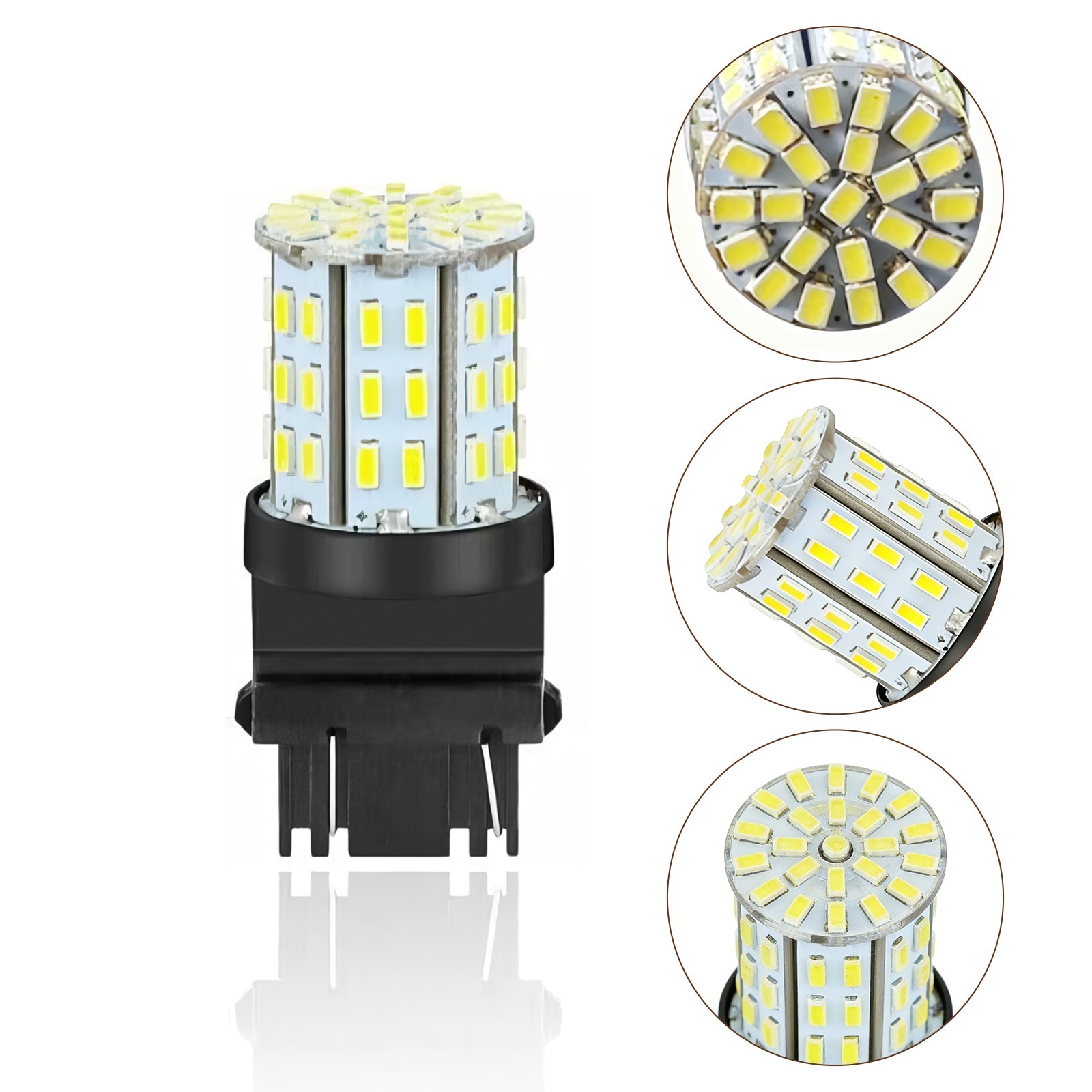 4x 3157 64-SMD LED Bulbs White 6000K for Backup Brake Tail Turn Signal Lights