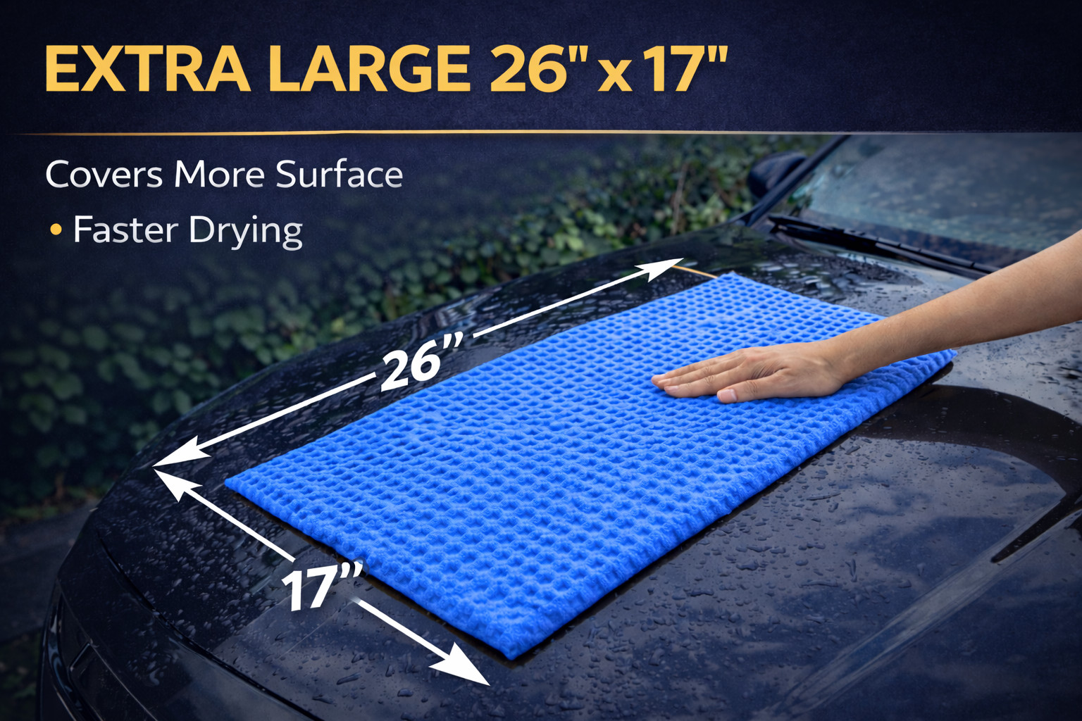 Shammy Car Drying Chamois 2-Pack 26x17in Ultra-Absorbent PVA Microfiber Towels
