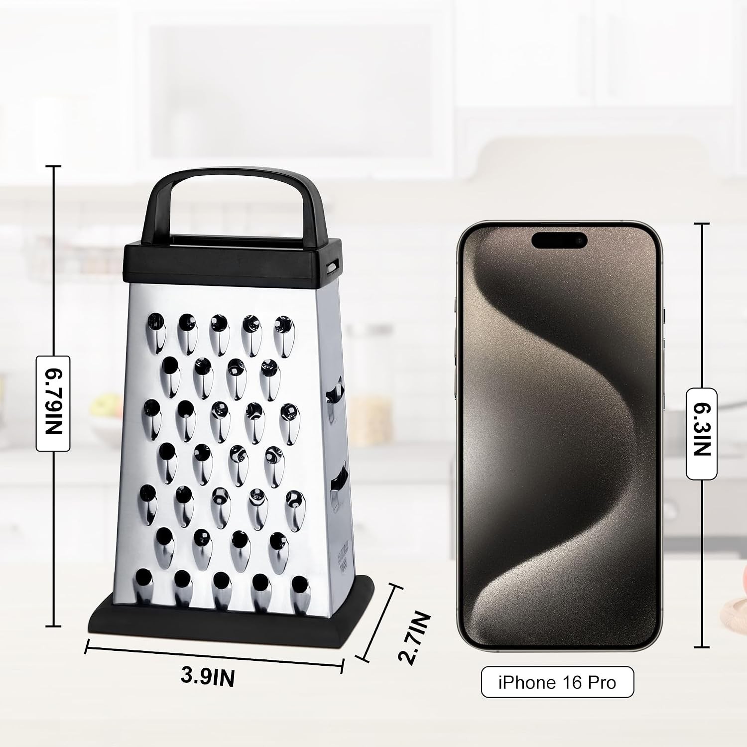 Elegant Mini Cheese Grater: 4-Sided Stainless Steel for Effortless Grating