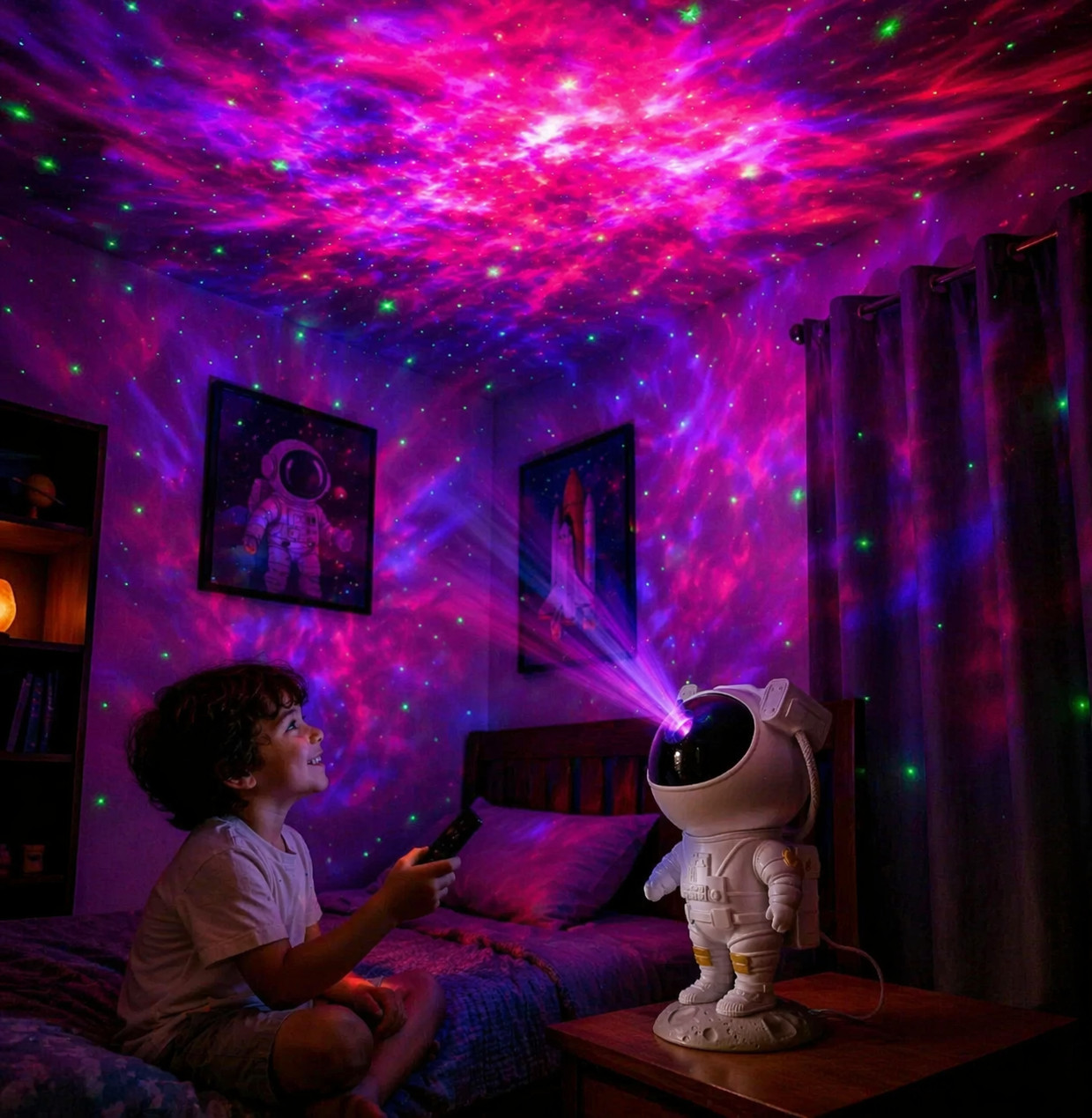 Astronaut Galaxy Star Projector Night Light LED Space Lamp 360° Remote Kids