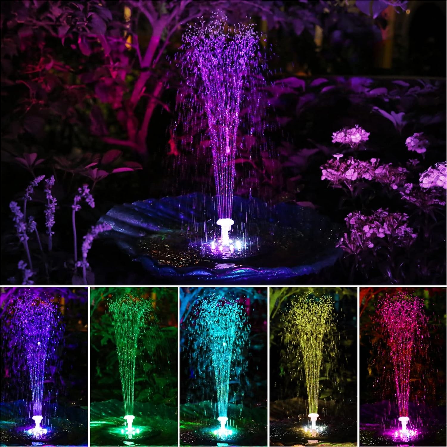 3W LED Solar Bird Bath Fountains Built-in 1500mAh Battery Solar Fountain Pump, m