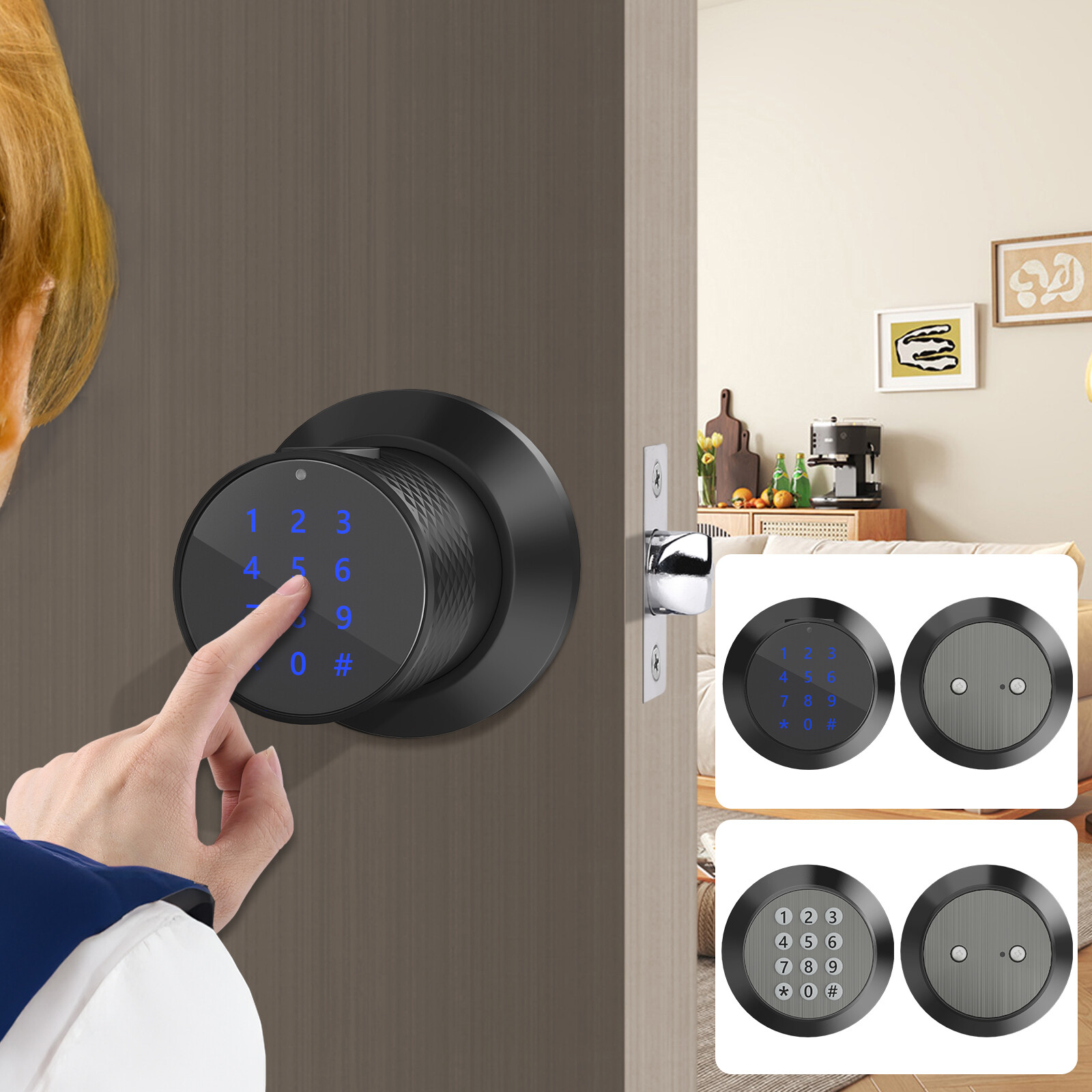 Smart Door Knob Keyless Entry Lock Electronic Touchscreen Deadbolt with Keypad