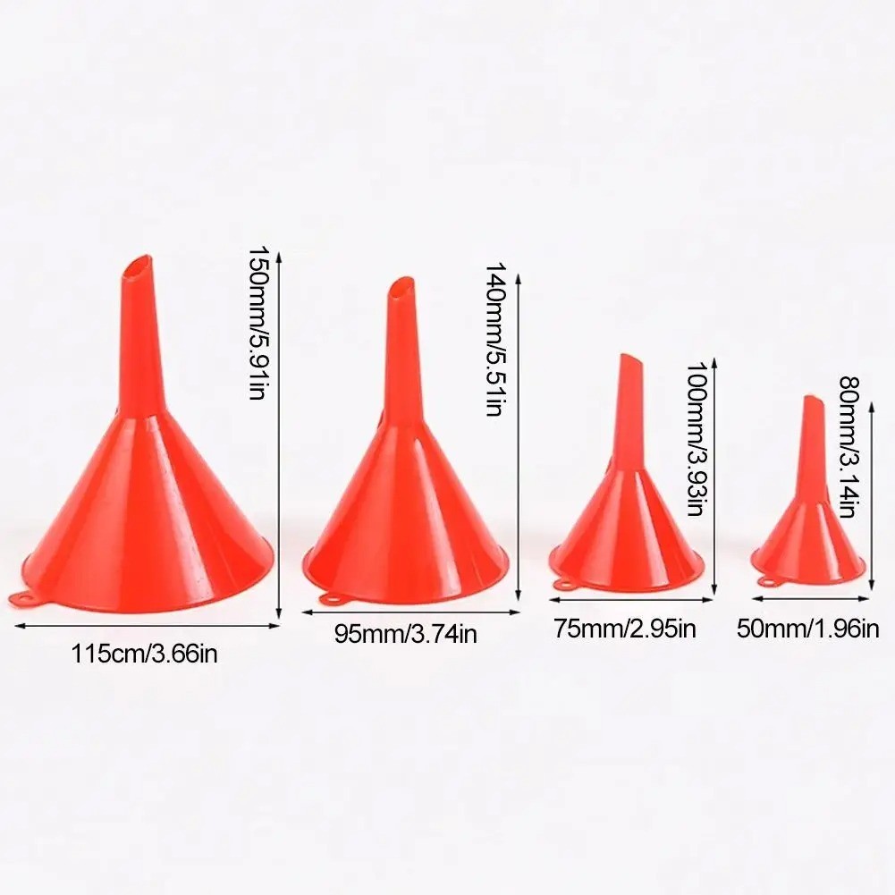 4 Plastic Funnel Set Auto Home Kitchen Garden Engine Oil Water Tool 2″ 3″ 4″ 5″