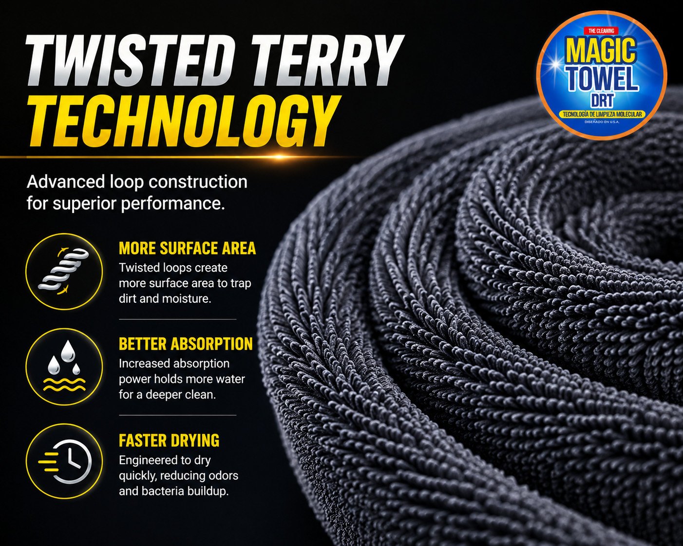 5-Pack Microfiber Car Detailing Towels 16×16 500 GSM Twisted Terry Scratch-Free