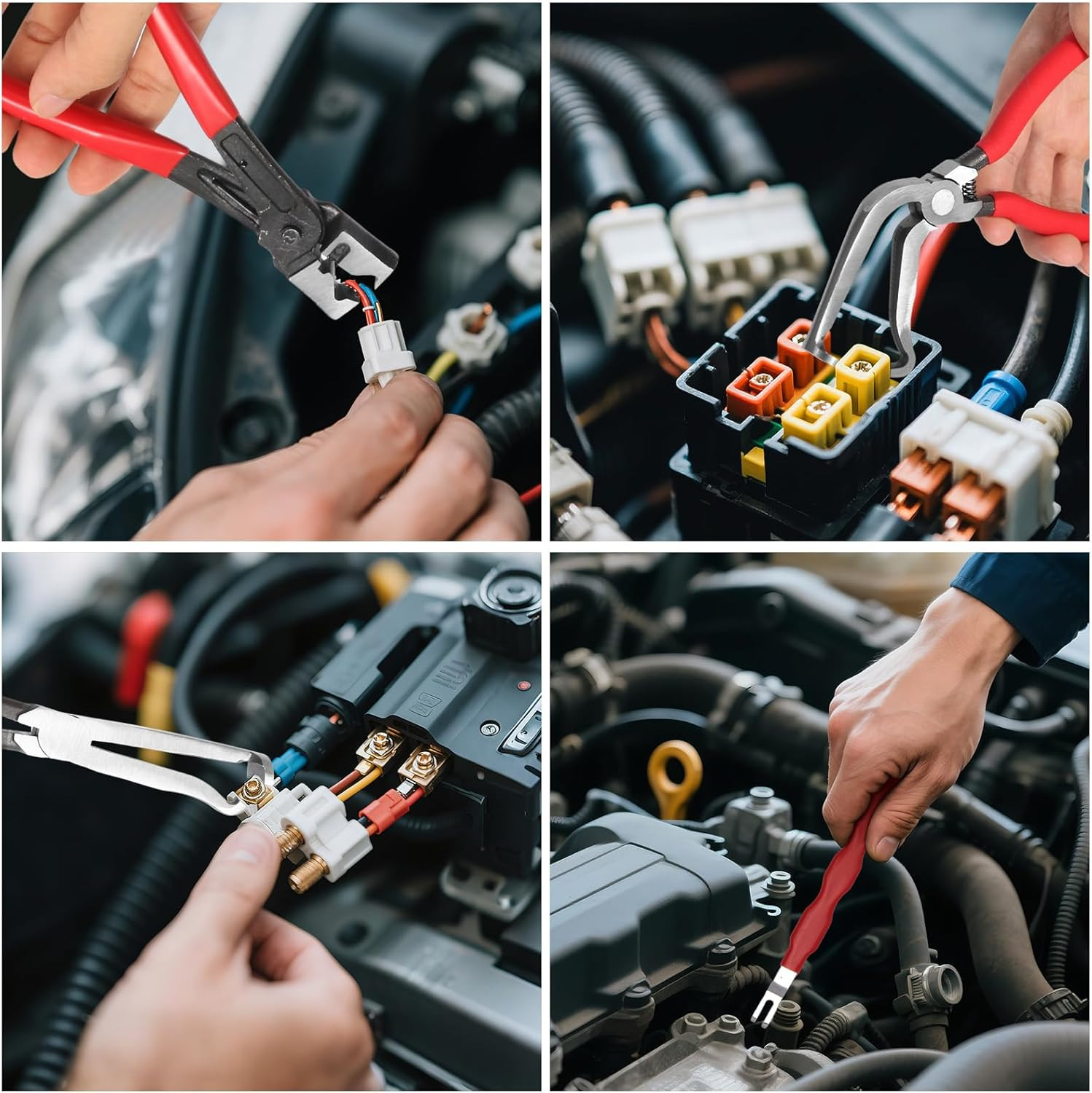 5-Pcs Kit Electrical Disconnect Pliers Set W/Gloves Auto Connector Tool Fuel Car
