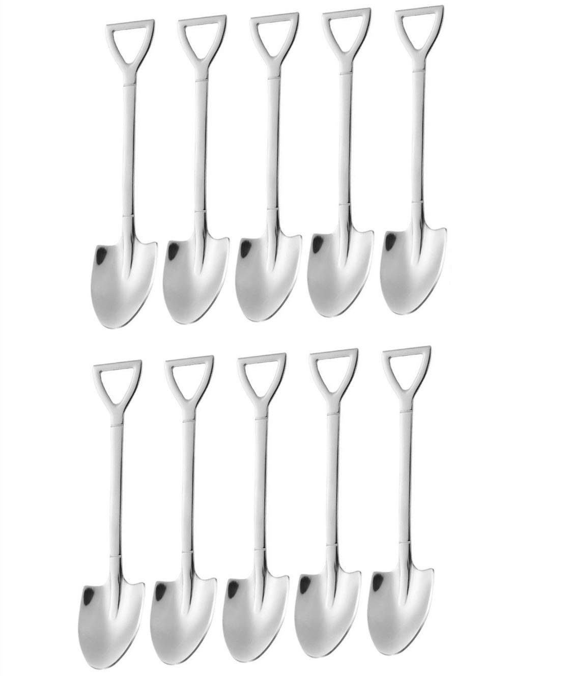 10 Pack 6.1 in Stainless Steel Dessert Spoons Shovel Shape Silver