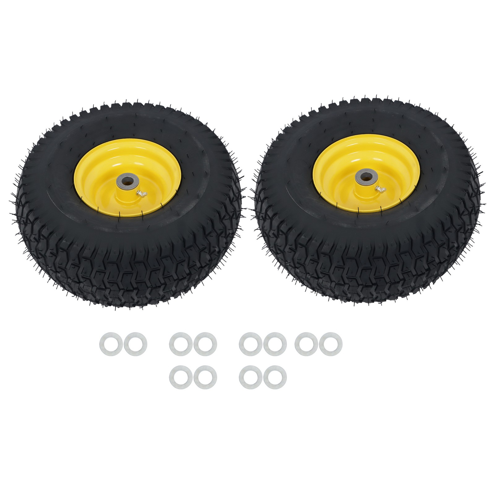 15×6.00-6 Inch Lawn Mower Tire & Wheel 3/4″ Axle, 3″ Hub Inflated Tires 2-Pack