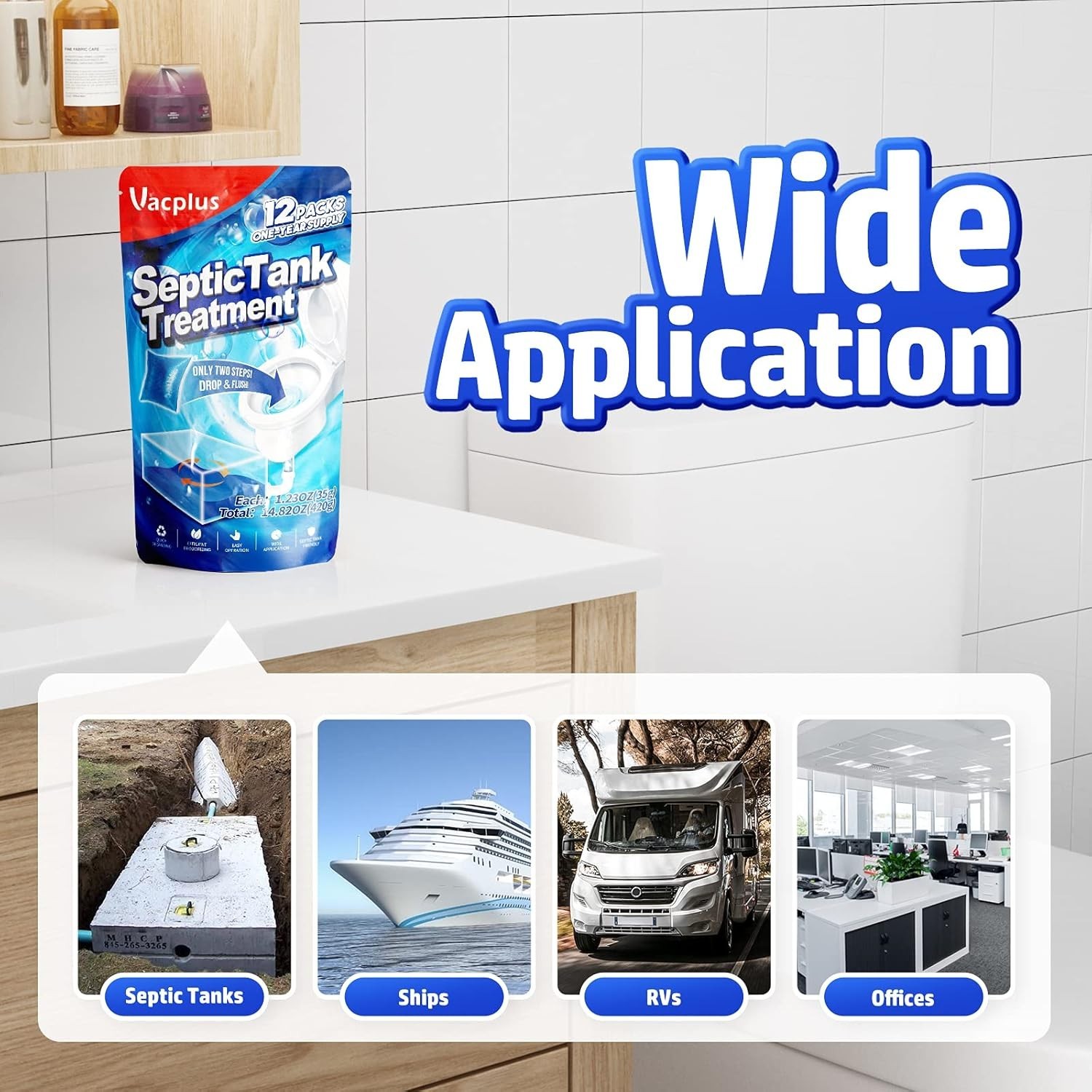 Septic Tank Treatment 12 Pcs for 1 Year Supply Dissolvable Packs Easy Operation