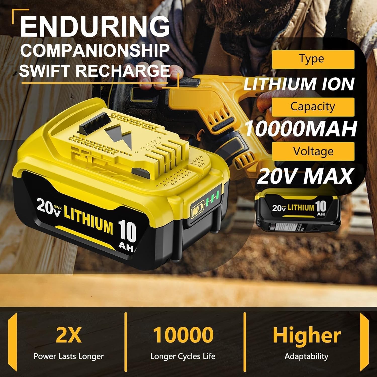2Pack 10.0AH For DeWalt 20V 20 Volt Max XR Lithium Ion Battery DCB206-2 DCB205-2
