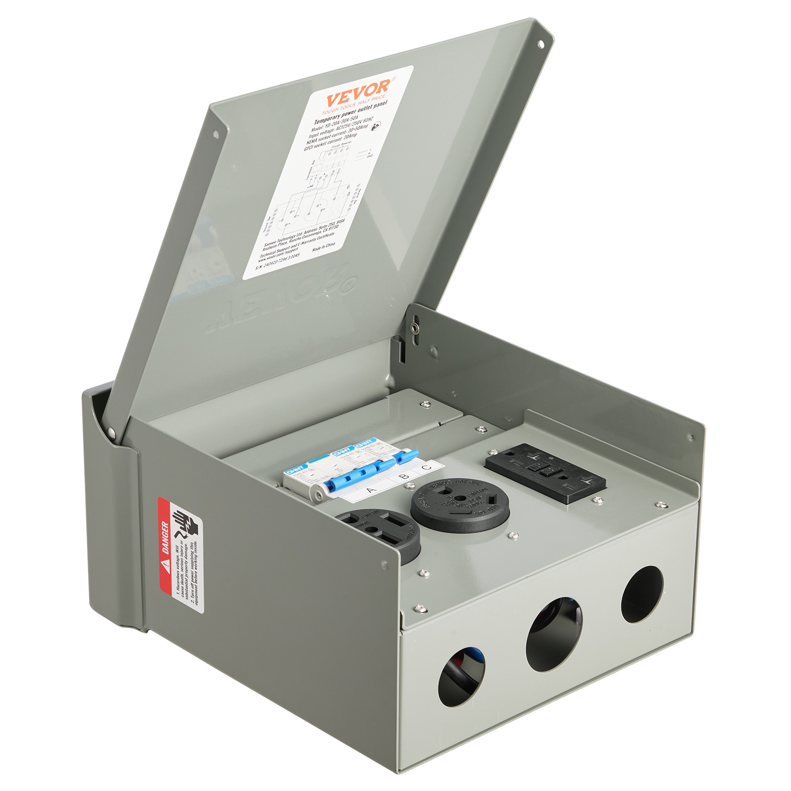 VEVOR Temporary Power Outlet Panel RV Electrical Panel 20 30 50 Amp Outlet Box