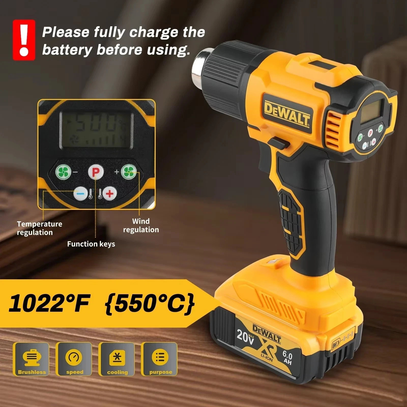 DEWALT DCE530N 20V MAX Cordless Compact Heat Gun Tool only