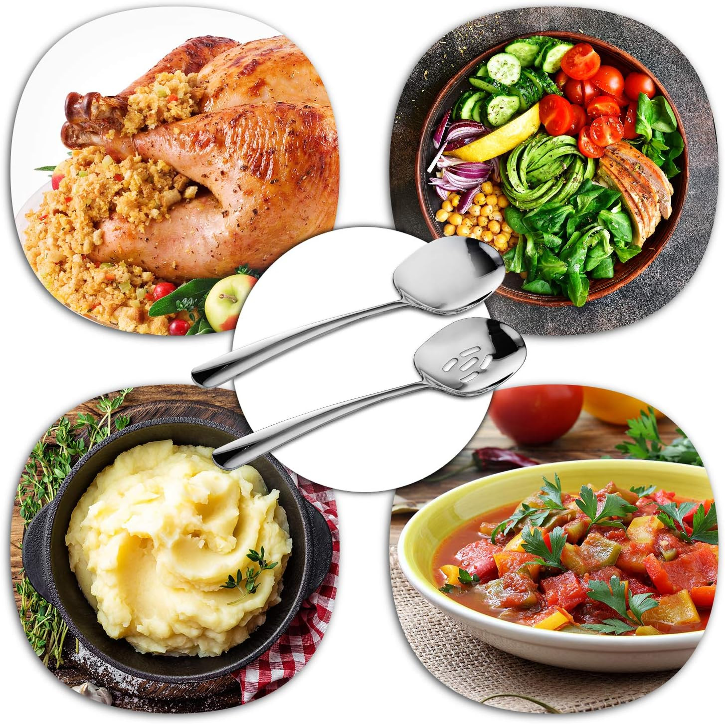 Extra Large Serving Spoons Set, 12 Inch Slotted Spoon and Serving Spoon, Premium