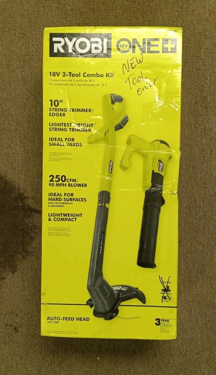 RYOBI 18V 10″ String Trimmer & 250 CFM Blower Combo PCLCK201K – Tool Only, NEW