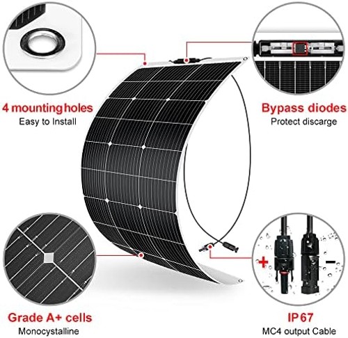 DOKIO 200W (2×100W) Flexible Solar Panels 18V Monocrystalline for 12V Battery…