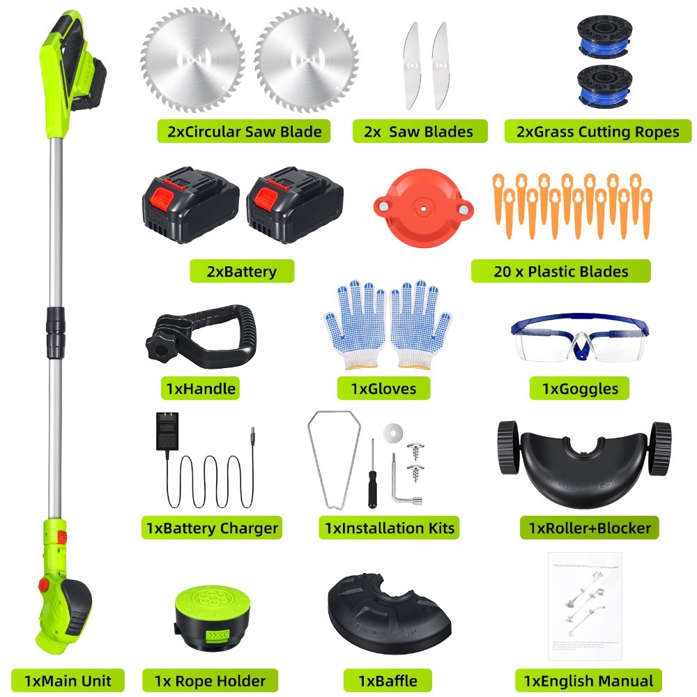 3-in-1 21V Cordless Lawn Mower Trimmer & Edger Yard Weeder for Yard Garden Lawn