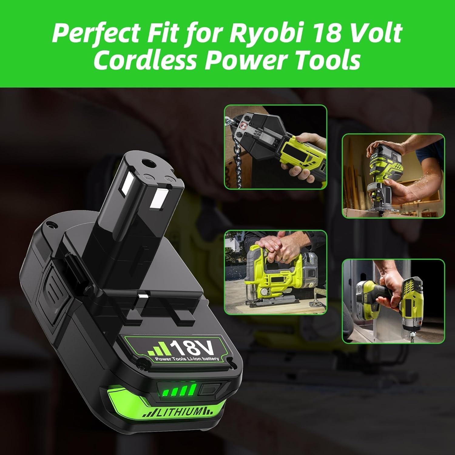 NEW 18V 4.0Ah For RYOBI 18V Battery One Plus Compact Lithium-Ion P190 P192