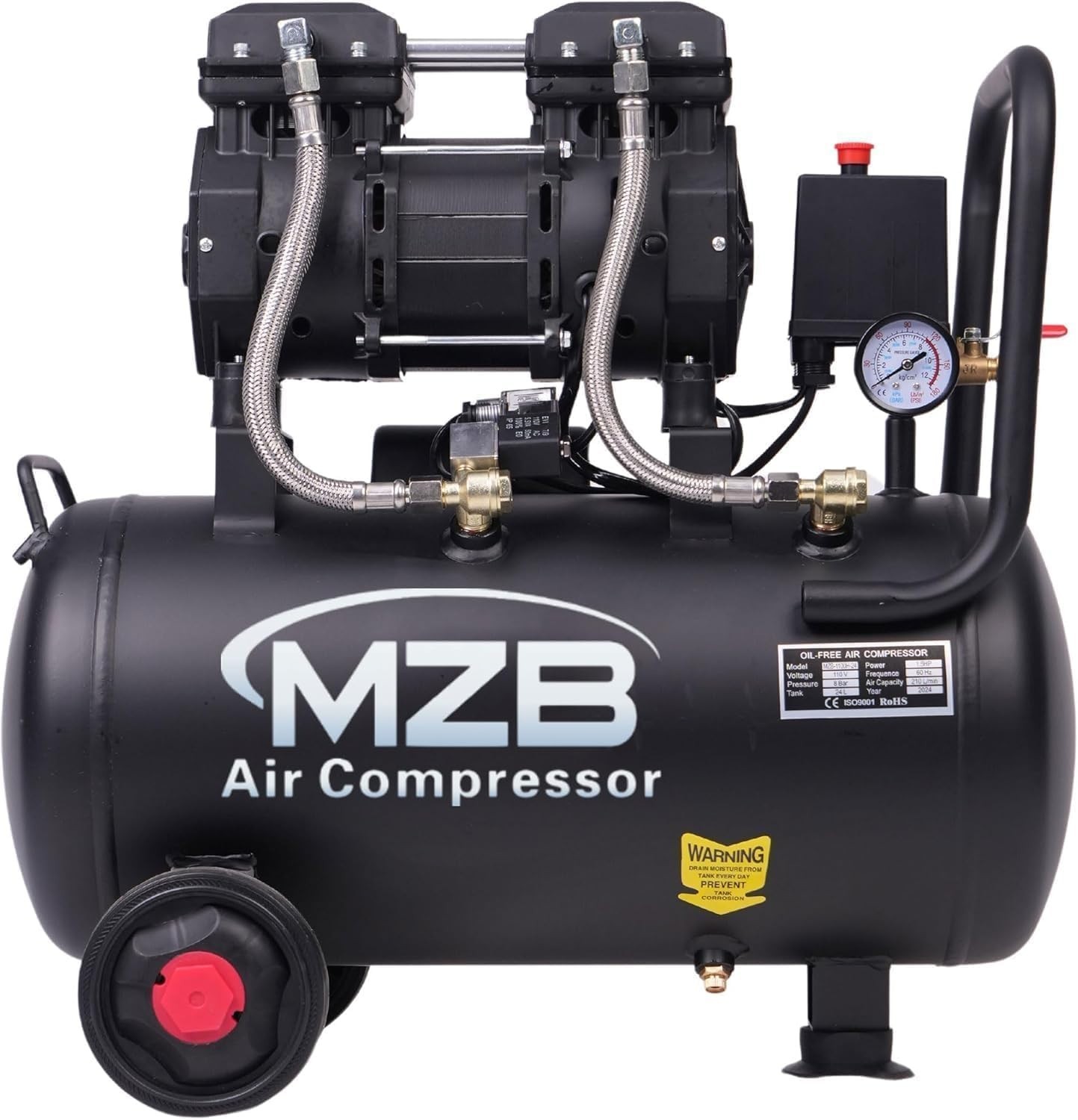 6.4 Gallon Ultra Quiet Air Compressor 110V/60Hz 7.41CFM 1.5HP,70dB Noise Level
