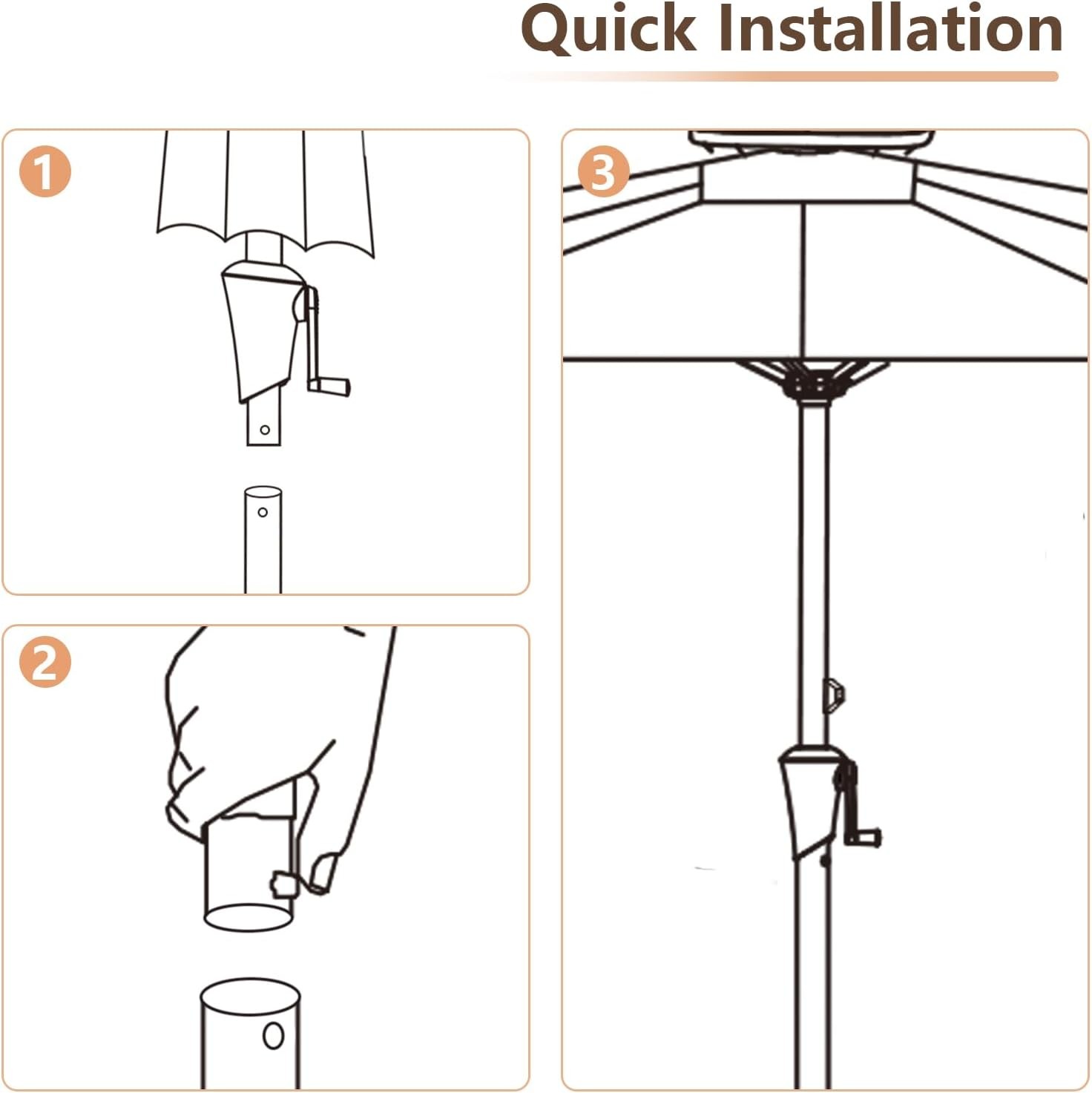 1.5in Outdoor Patio Replacement Extension Market Umbrella Lower Pole without Bul